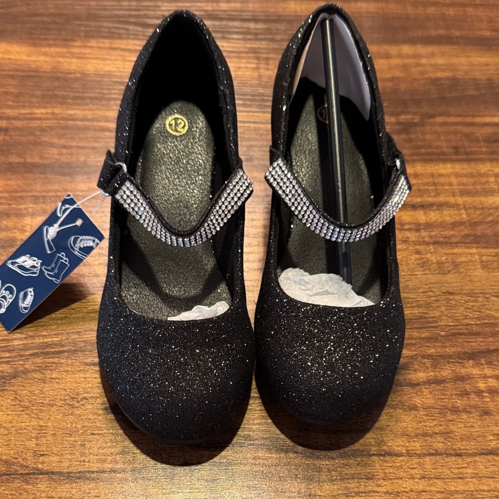 Black Glitter Mary Jane Shoes